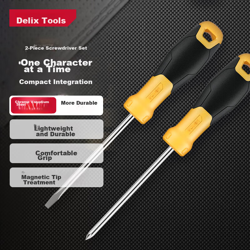 Deli Rubber Handle Screwdriver Set