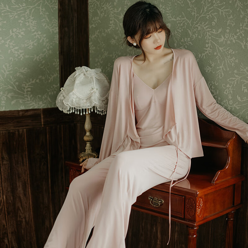 Agentmuse Women's Tencel Modal Pajama Set with Chinese Style Cape