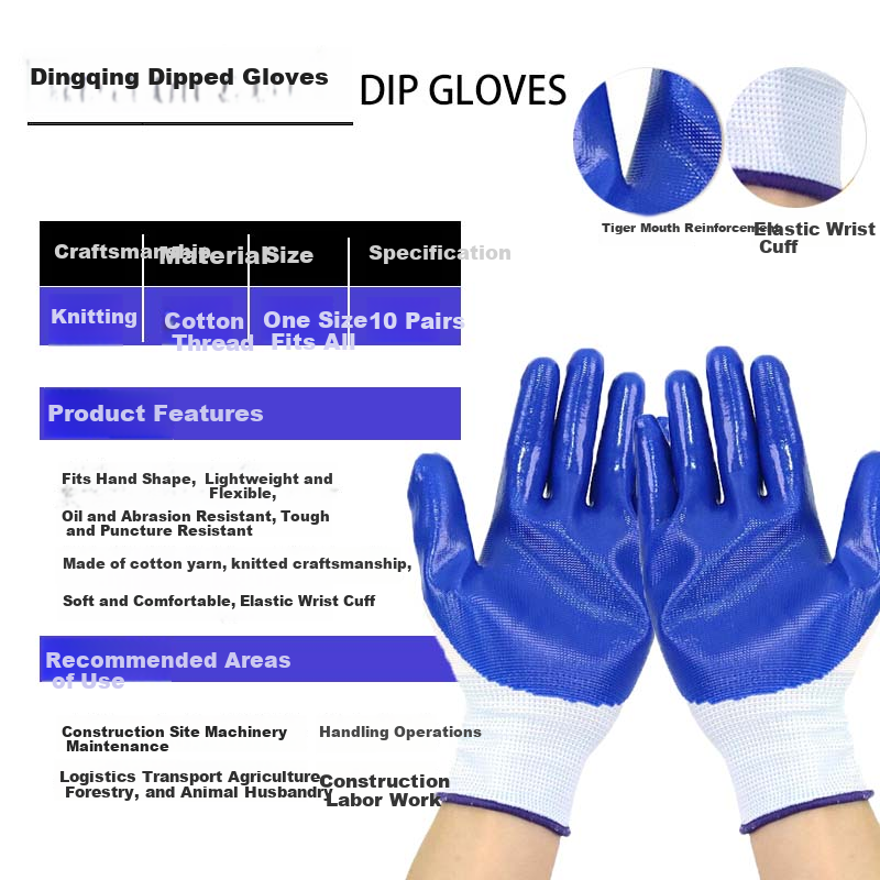 Aidier Work Gloves - Blue and White Nitrile Coated Gloves