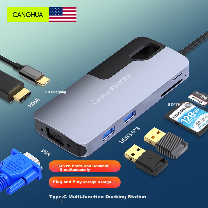 CangHua Type-C Expansion Dock for MacBook and Huawei Laptops