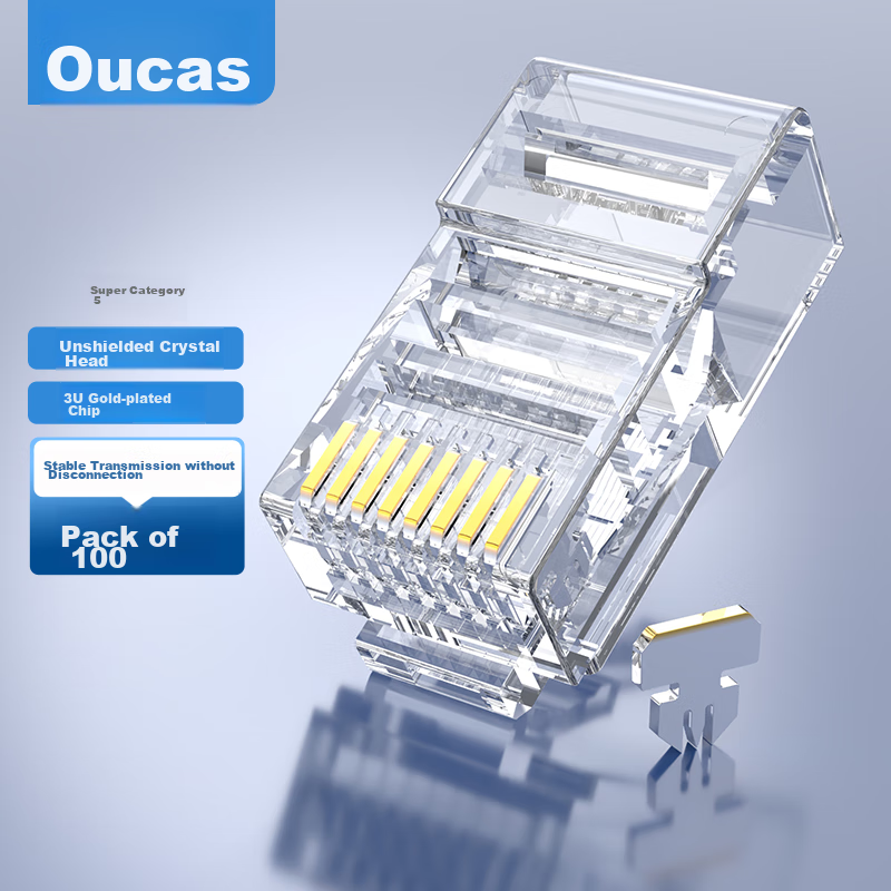AUCAS Gold-Plated Cat5e RJ45 Connectors 100-Pack