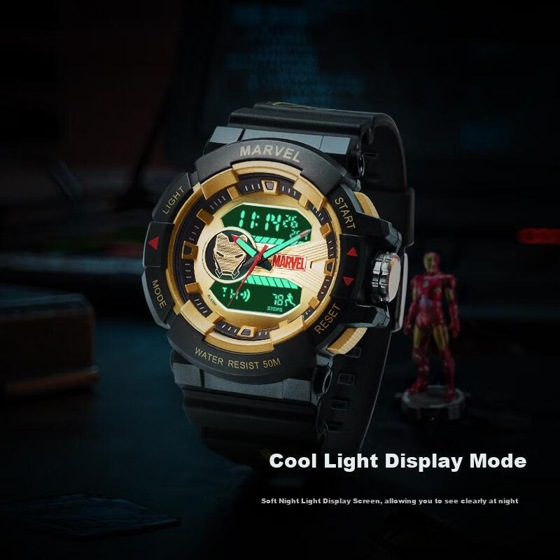 Marvel Iron Man Series Sports Digital Watch - Spider-Man Black Gold