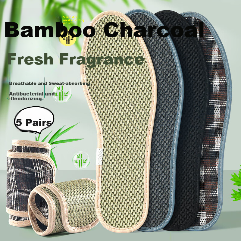 3AnGnI Bamboo Charcoal Insoles for Men Women, Deodorizing Breathable Inserts