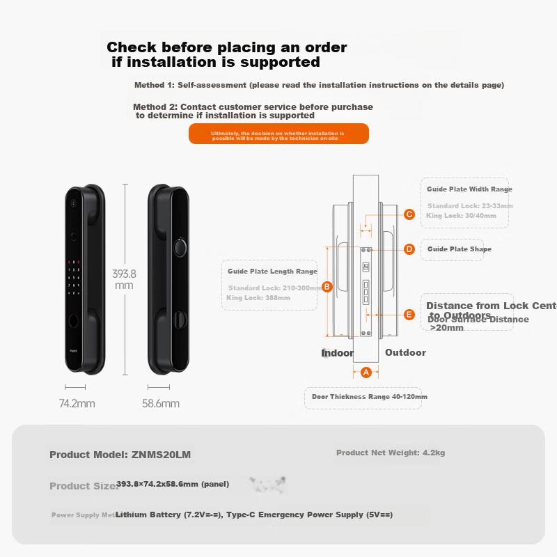 Aqara Smart Sliding Lock, iPhone HomeKit, Carbon Black