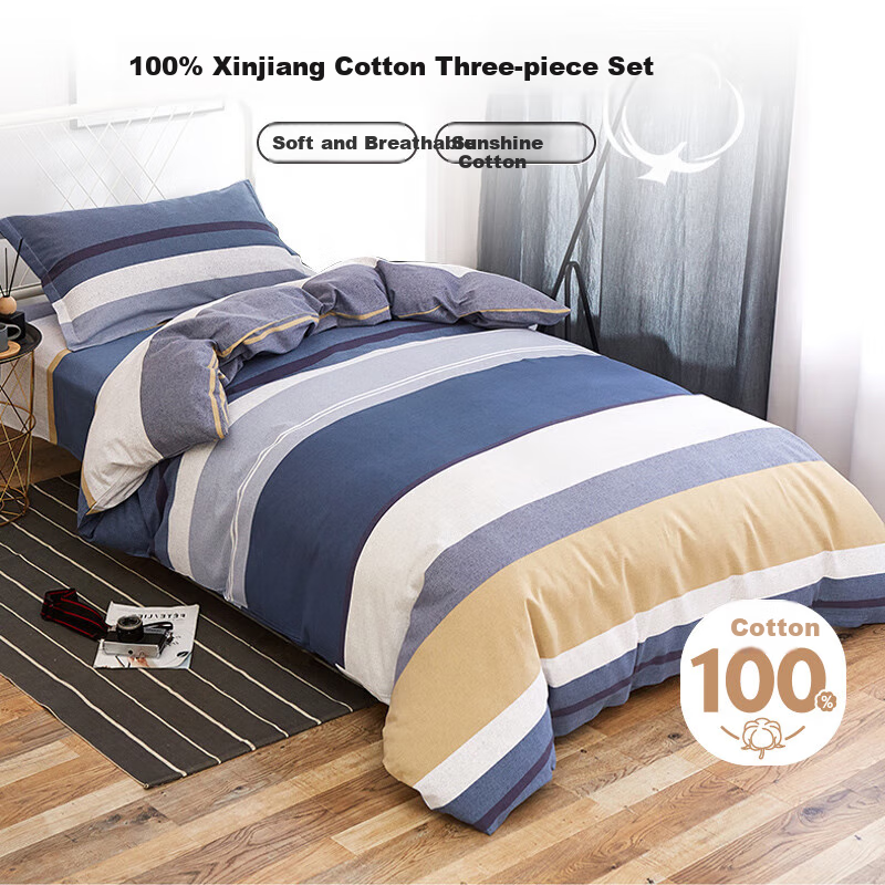 Avivi 100% Cotton Duvet Cover Set, 3-Piece Dorm Bedding, Nordic Era Style