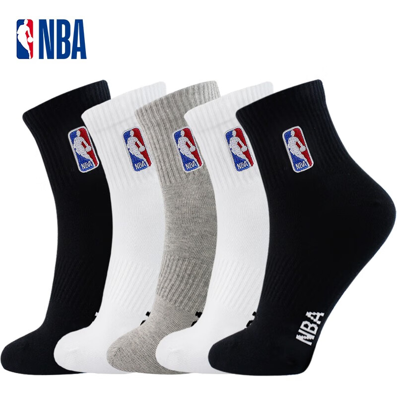 NBA Men's All-Season Sports Socks, 5 Pairs