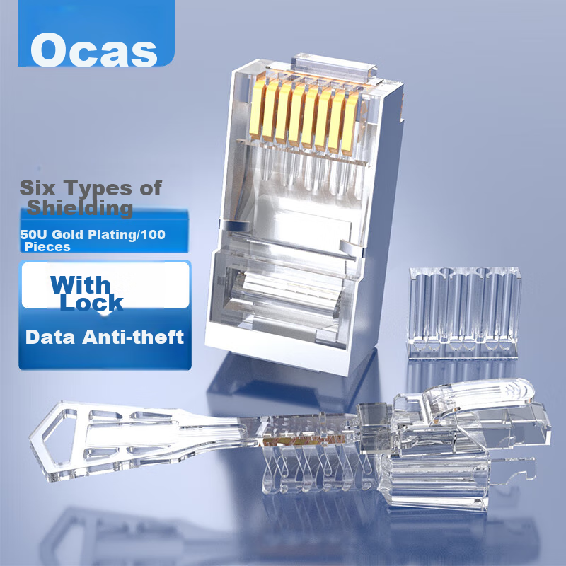 AUCAS Cat5e Shielded Anti-Pull Plug with Locking Crystal Head
