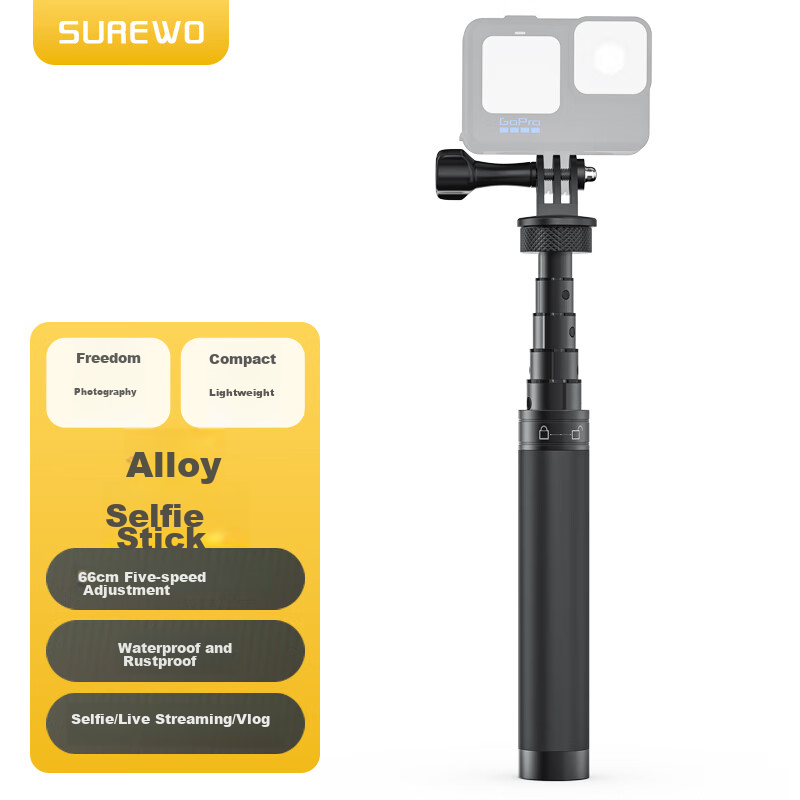 SUREWO Portable Handheld Pole for DJI and GoPro Action Cameras
