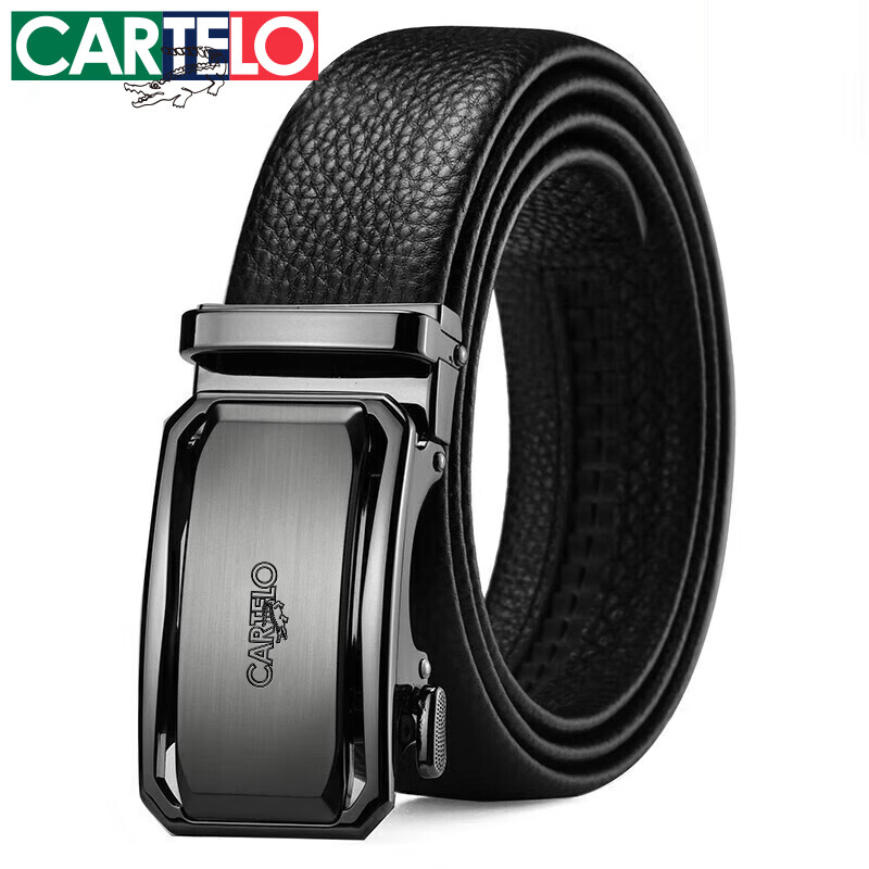 CARTELO Men's Automatic Buckle Leather Belt - Black