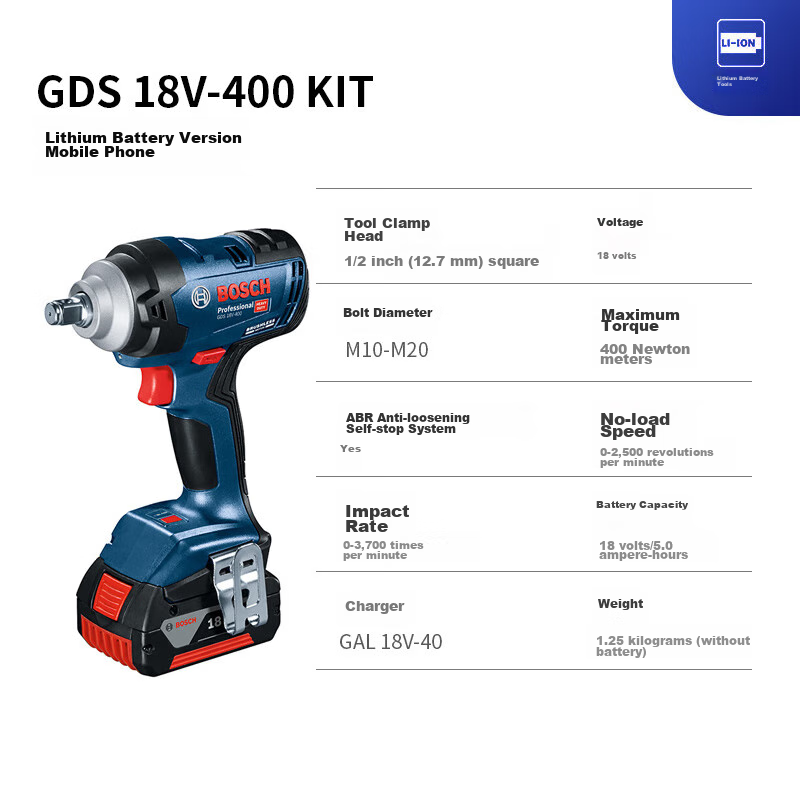 BOSCH Electric Impact Wrench 18V 400 Nm GDS18V-400