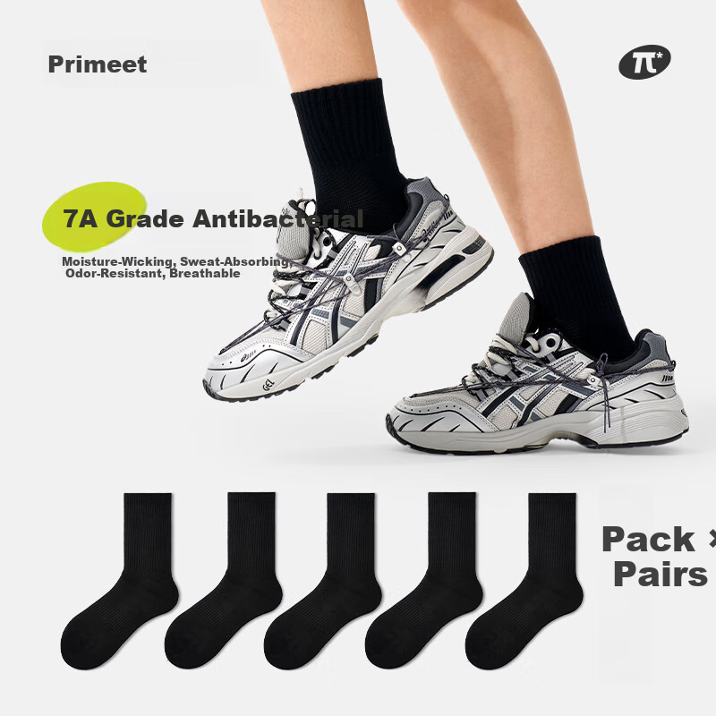 PRIMEET Men's Black Mid-Calf Socks
