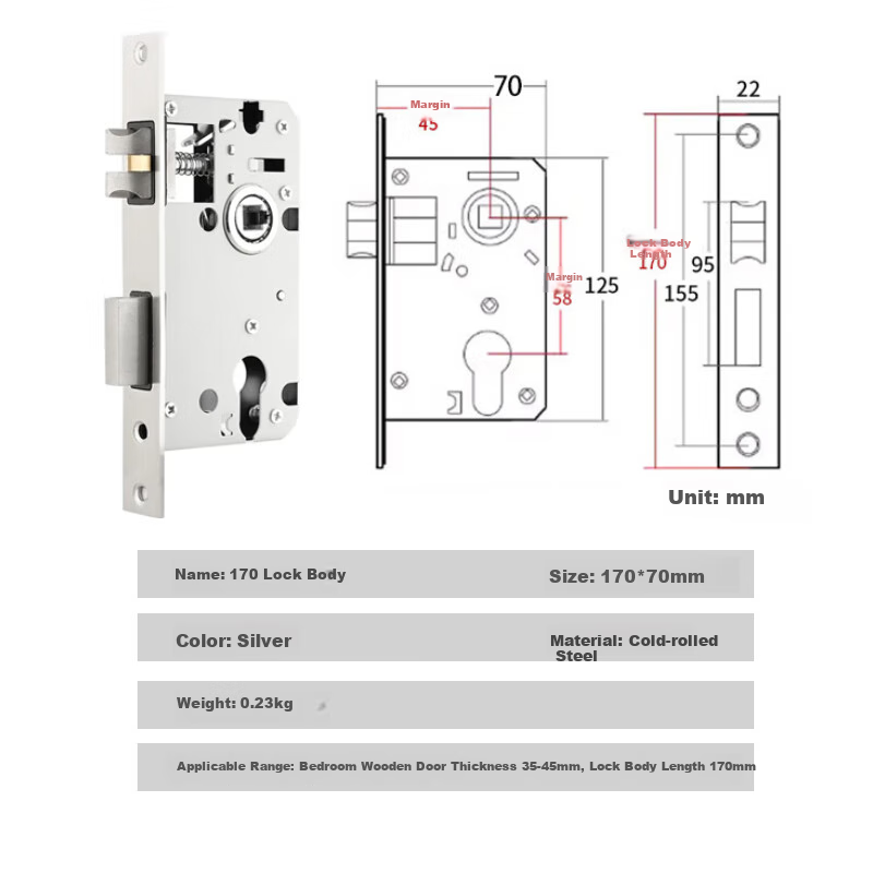 Aoben 58 Lock Body for Wooden Bedroom Doors