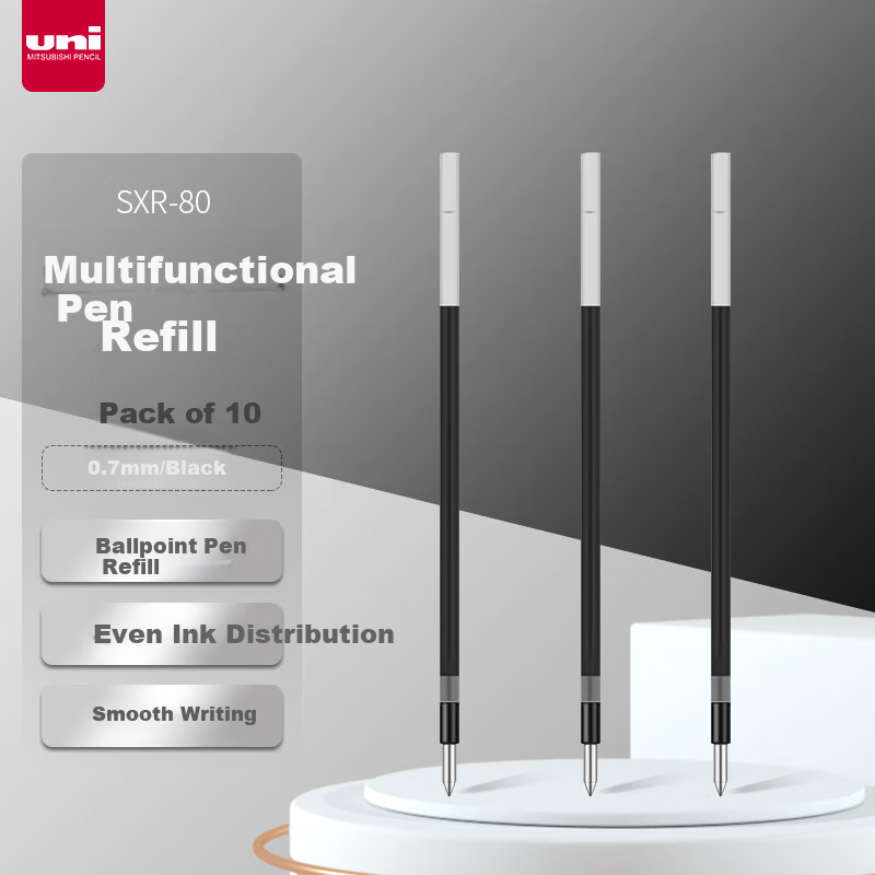 Uni SXR-80 0.7mm Black Ballpoint Pen Refill Pack of 10