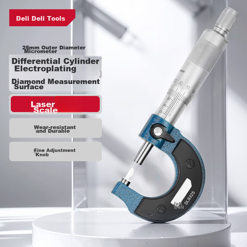 Deli Vernier Caliper External Micrometer 0-25mm