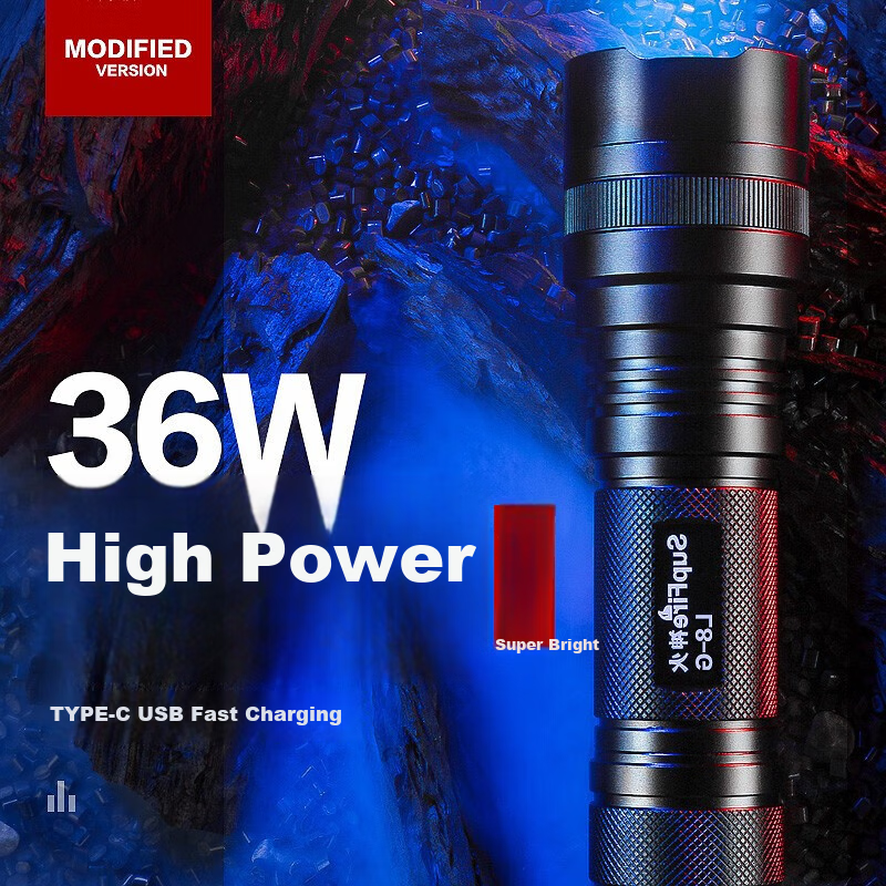 SupFire L8-G P90 High-Intensity Flashlight, USB Rechargeable, Long-Range, Outdoor