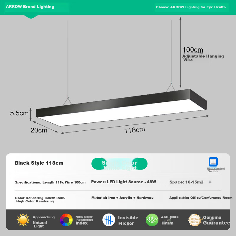 ARROW Office Pendant Light - Sleek Black Design