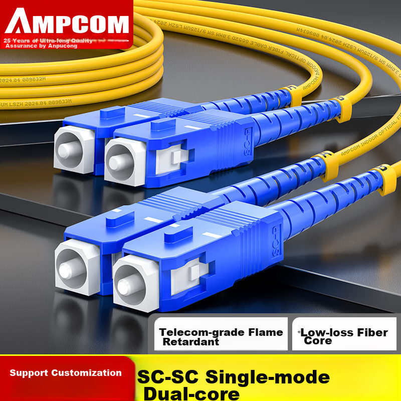 AMPCOM SC-SC Single-Mode Dual-Core Fiber Cable