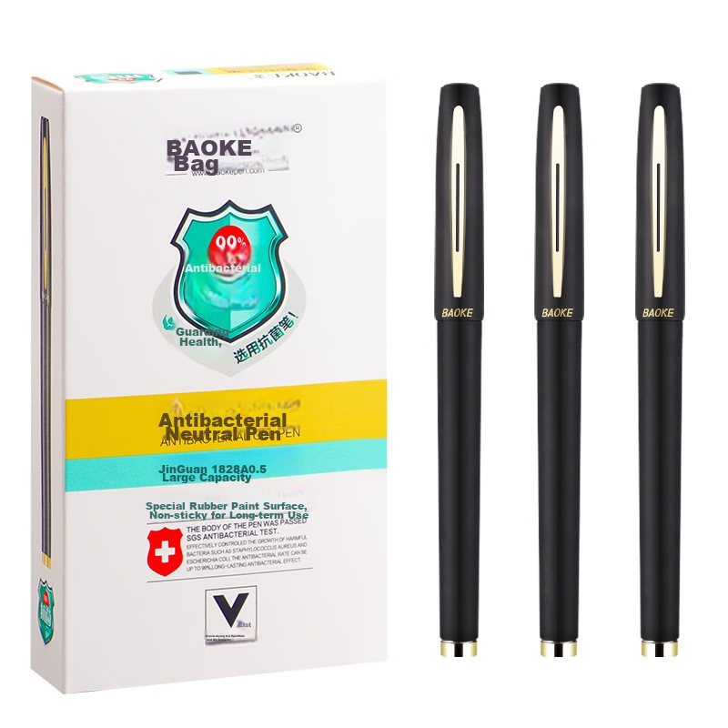 BAOKE PC1828A 0.5mm Gel Pen Set - 12pcs with Antibacterial Ink