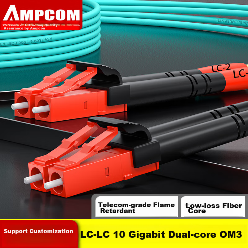 AMPCOM 10G OM3 Fiber Patch Cable LC-LC 5m