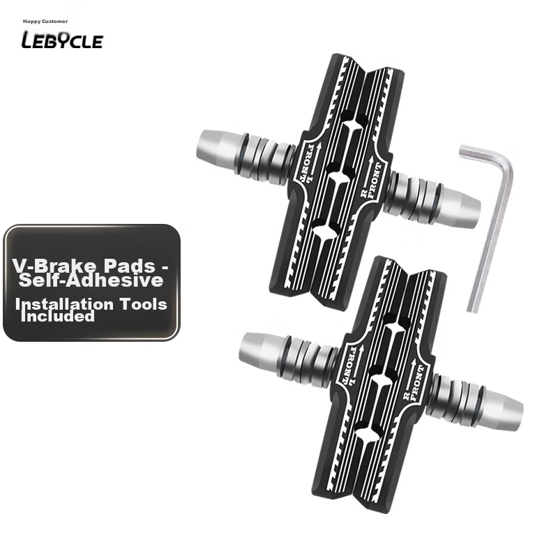 LeBycle V-Brake Pads for Mountain & Road Bikes - Puncture-Proof, Silent Rubber Brake Pads with Tools (2 Pairs)