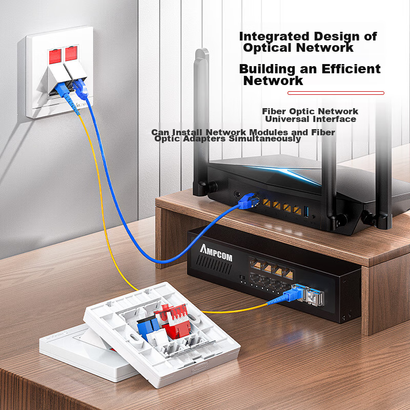 AMPCOM Dual-Port Fiber Adapter Panel