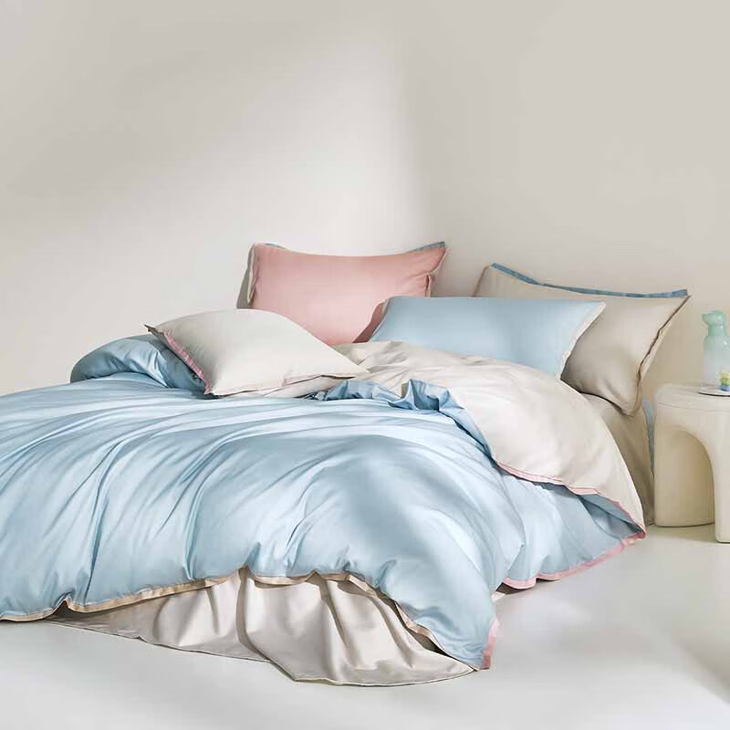 LUOLAI 60-Count Tencel Bedding Set, Wrinkle-Resistant Summer Ice Silk 150x215cm
