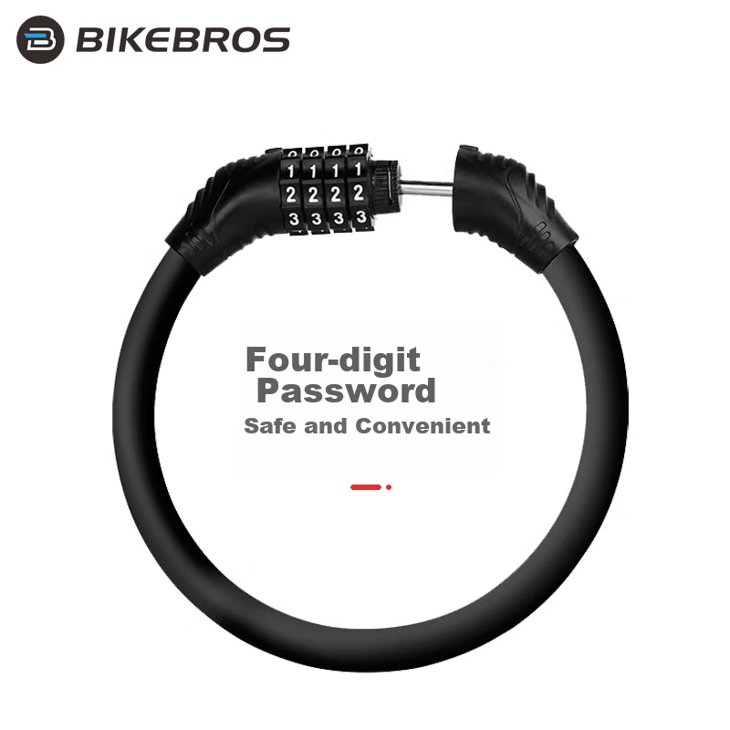 BIKEBROS Portable Combination Lock for Electric Bikes - Anti-Theft Steel Wire Lock with 4-Digit Code