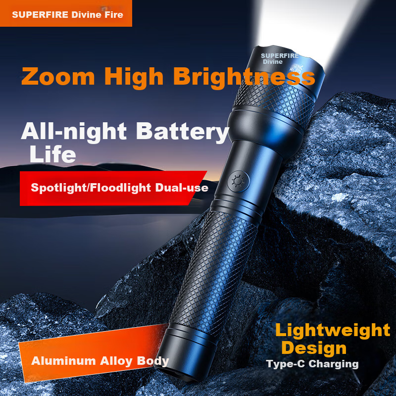SupFire Flashlight - Powerful Zoomable Outdoor Survival Light