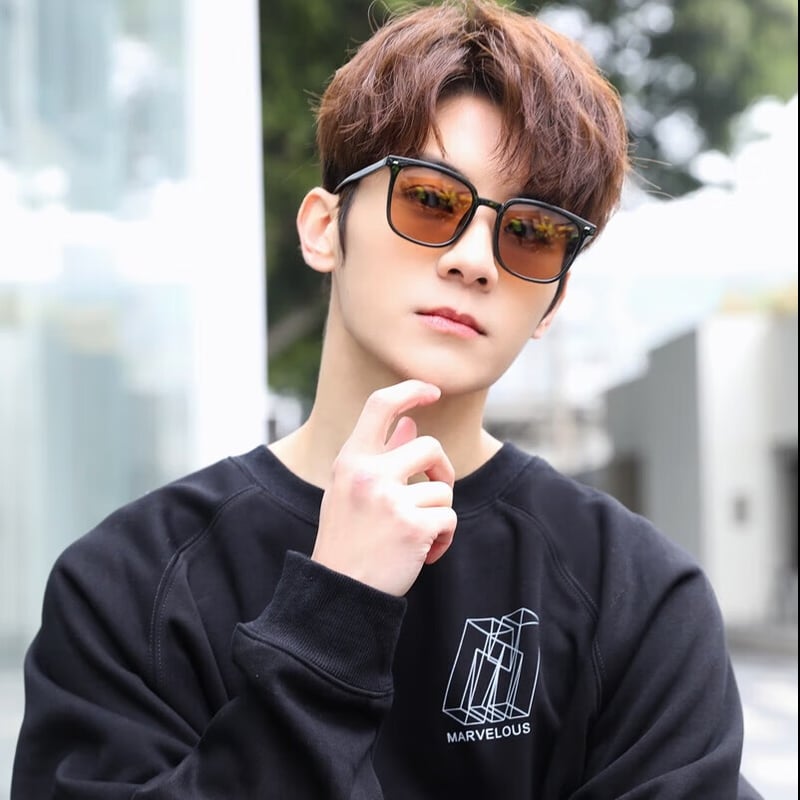 Bai Xiaoshe Korean-Style Tea Color Sunglasses 2308 - Unisex UV Protection
