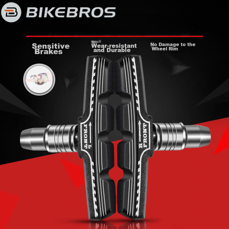 BIKEBROS PRO Brake Pads for Mountain & Road Bikes - Silent, Durable V-Brake Blocks [One Pair]