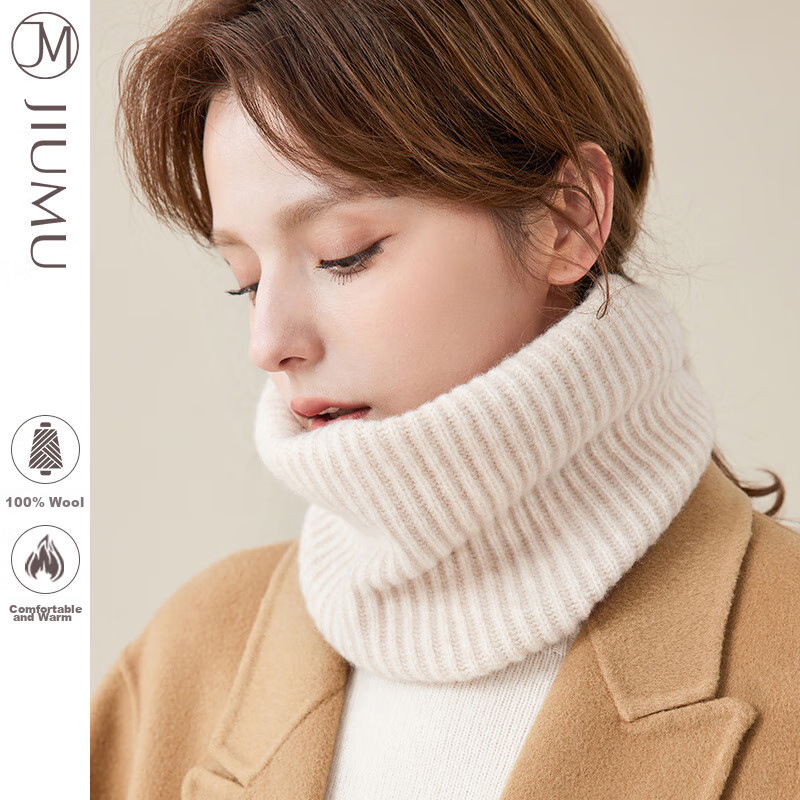 JIUMU Women's Pure Wool Warm Neck Gaiter for Autumn/Winter