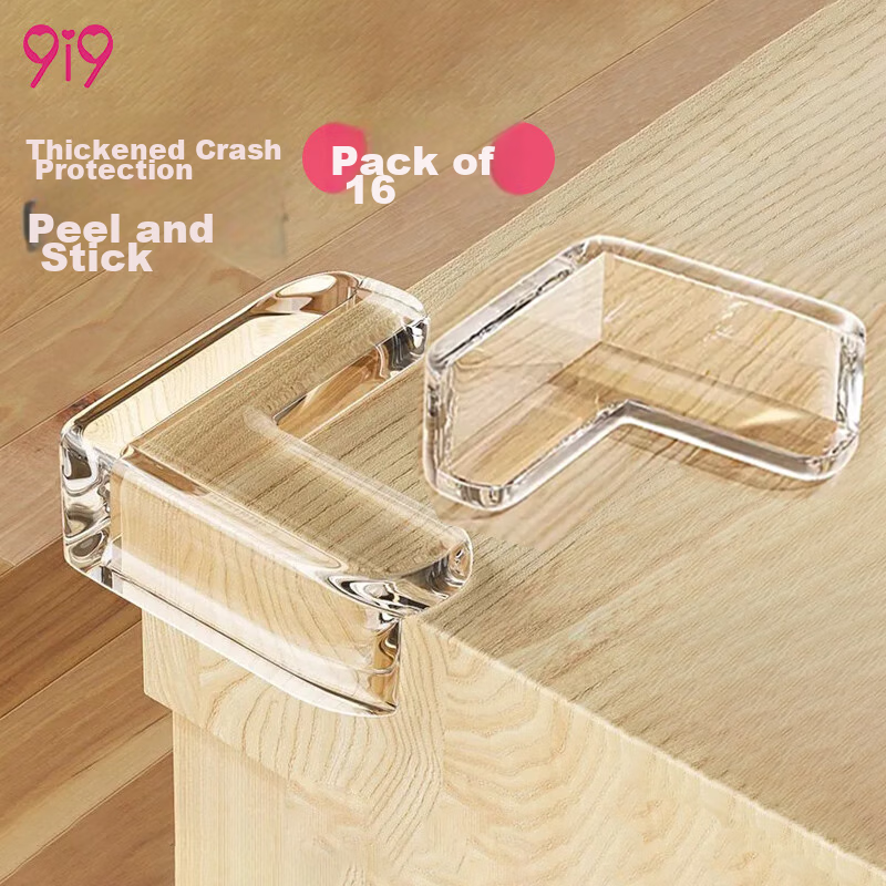 9i9 Baby Corner Guards - 16-Pack L-Shaped Safety Protectors, Eco-Friendly PVC, Childproof Furniture Edge Guards