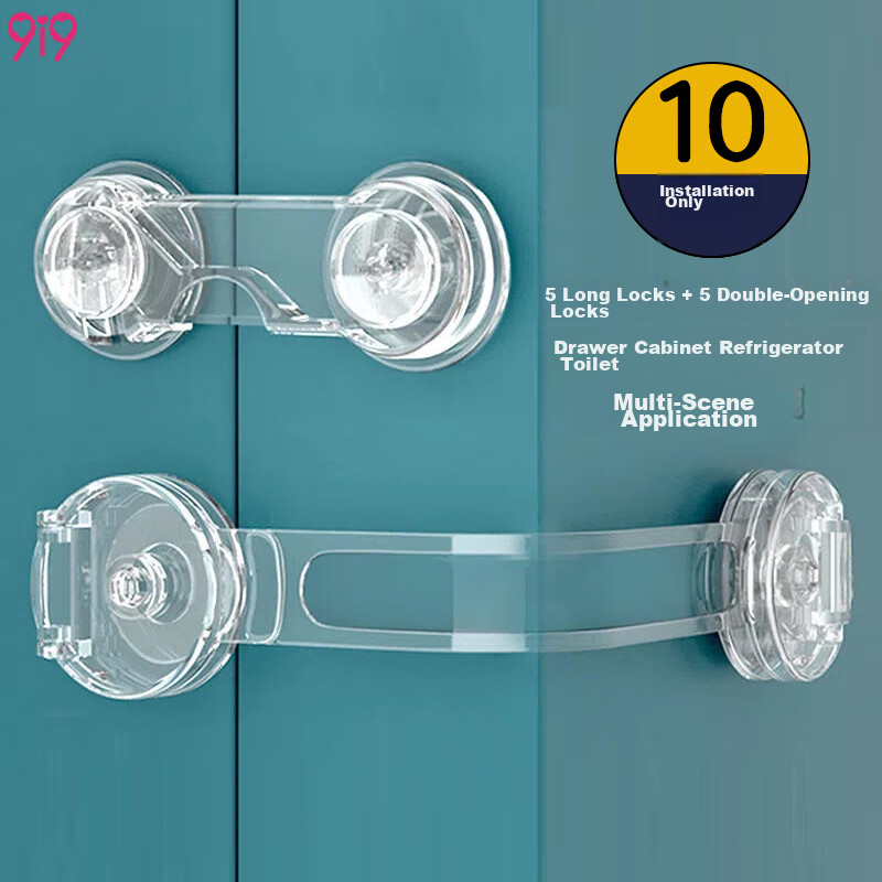 9i9 Baby Drawer Safety Lock Set of 10 - Transparent Child-Proof Locks
