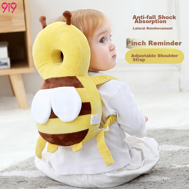 9i9 Baby Anti-Fall Pillow with Alarm - Yellow Little Bee Head Guard for Toddlers