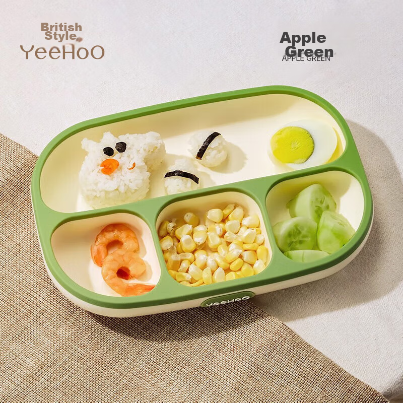 YEEHOO Baby Silicone Suction Divided Plate - Apple Green