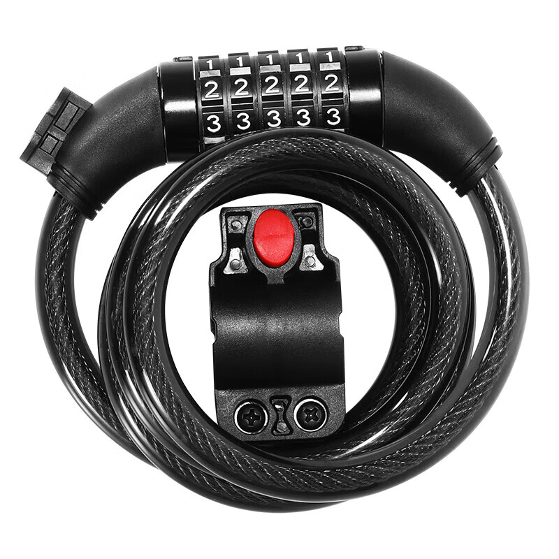 FOREVER 5-Digit Steel Cable Bike Lock - Anti-Theft Combination Lock for Road/Mountain Bikes (Black, 1.2m)