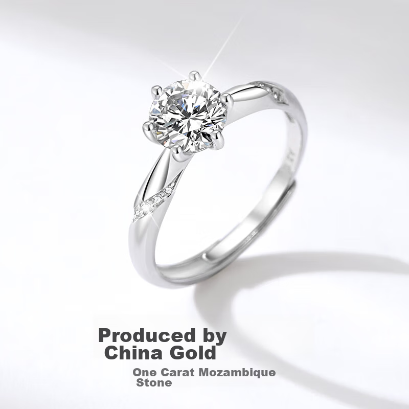 Zhenshangyin Chinese Gold Moissanite Diamond Ring