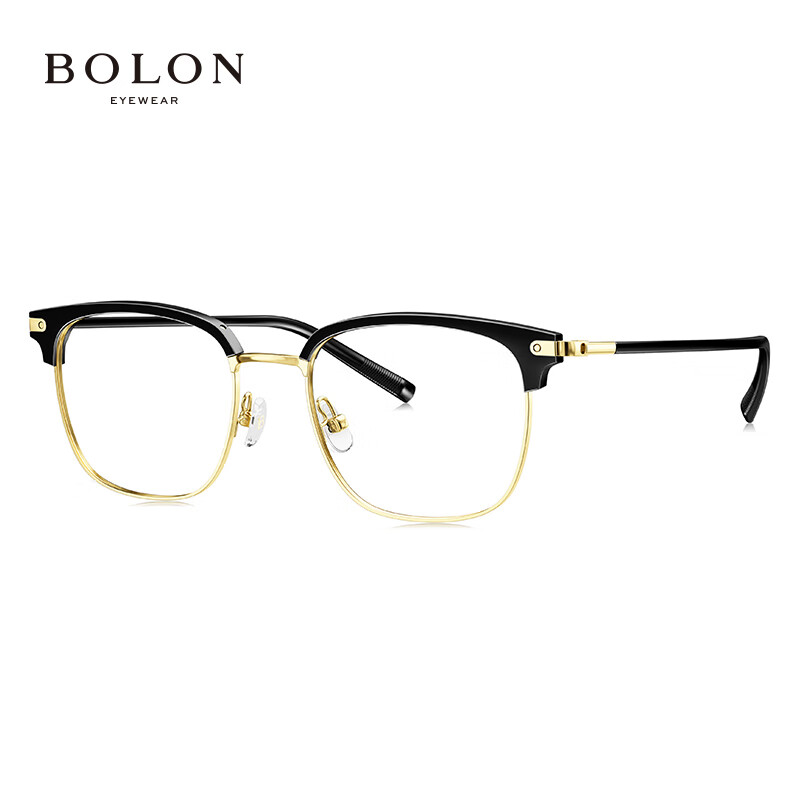 BOLON BJ6105B12 Gold with Shiny Black Lightweight Business Eyeglasses Frame (D-Shape, 14.2g)