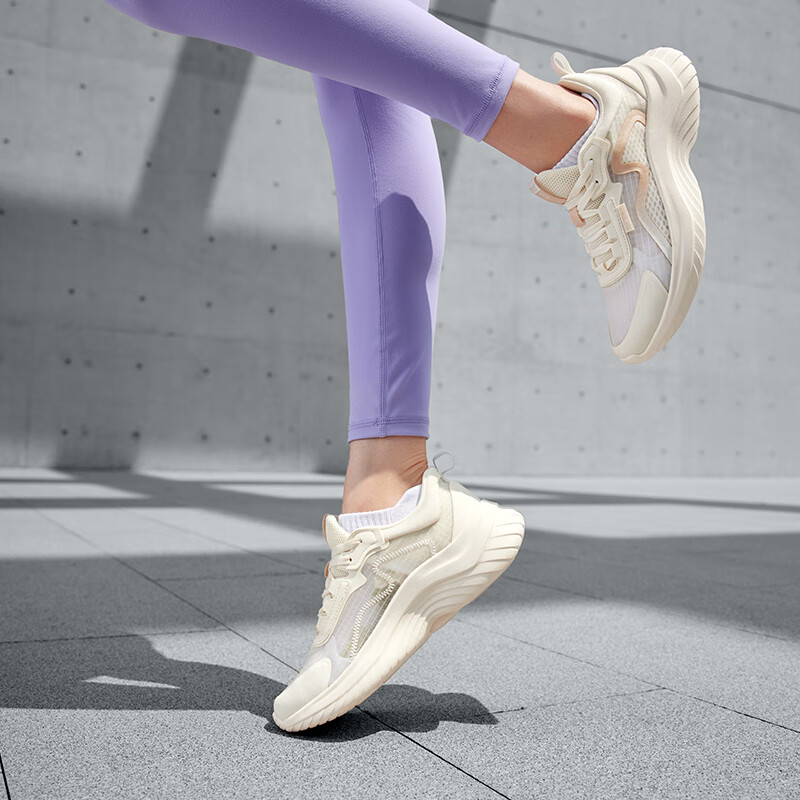 361° Women's Lightweight Breathable Running Shoes - Feather White/Champagne Gold_0