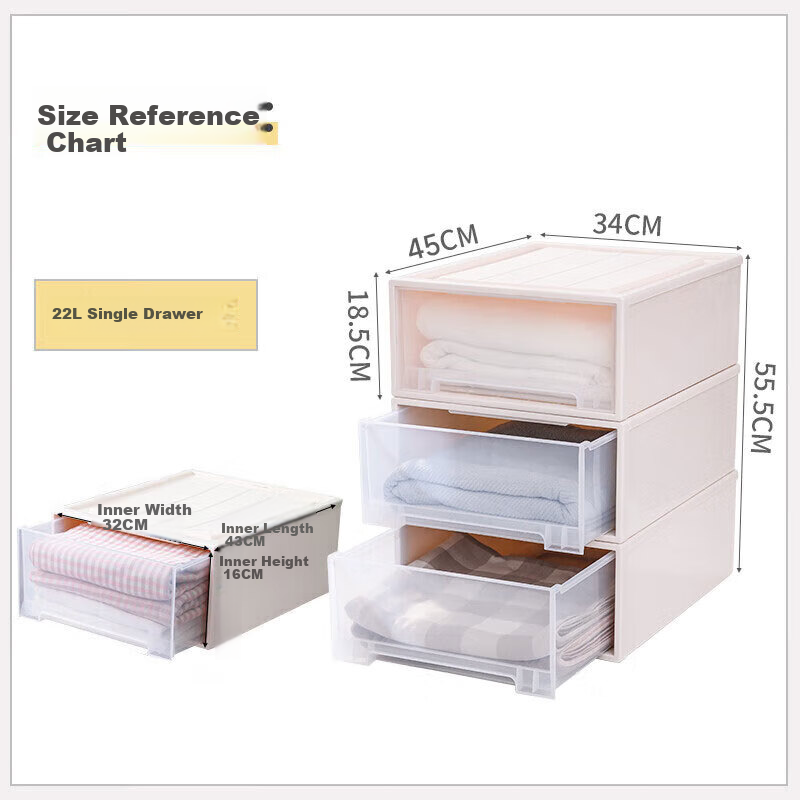 Baicaoyuan Drawer-Style Storage Cabinet 22L*3