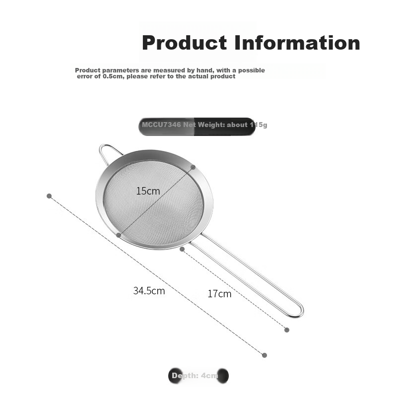 Maxcook 304 Stainless Steel 30 Mesh Strainer, 15cm Fine Filter for Oil & Flour