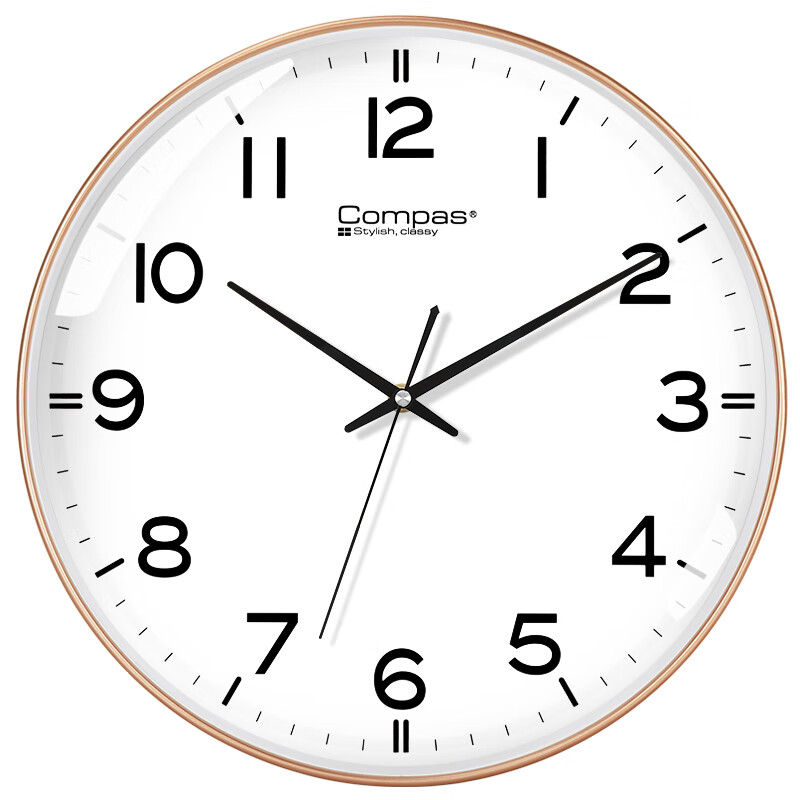 Compas C2866 Gold 12-Inch Quiet Quartz Wall Clock for Living Room (30.5cm)