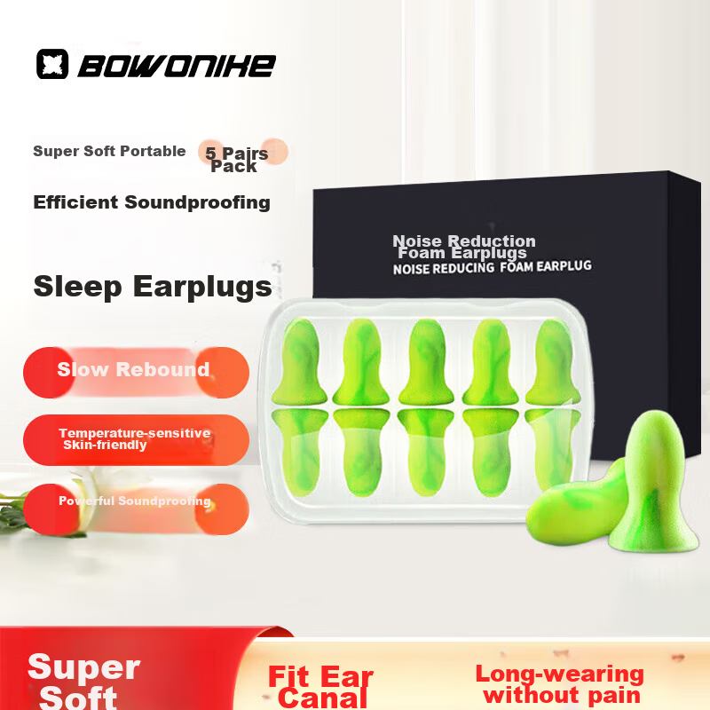 BWNK Noise-Cancelling Sleep Earplugs 10-Pack for Work & Study