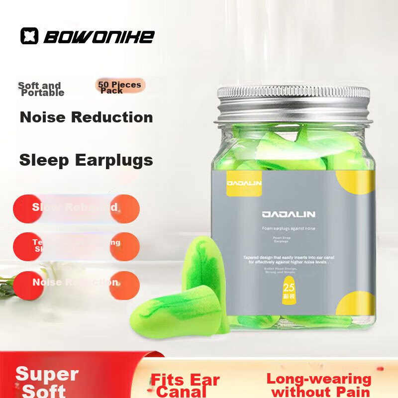 BWNK Noise-Cancelling Sleep Earplugs, 50-Pack for Deep Sleep & Focus