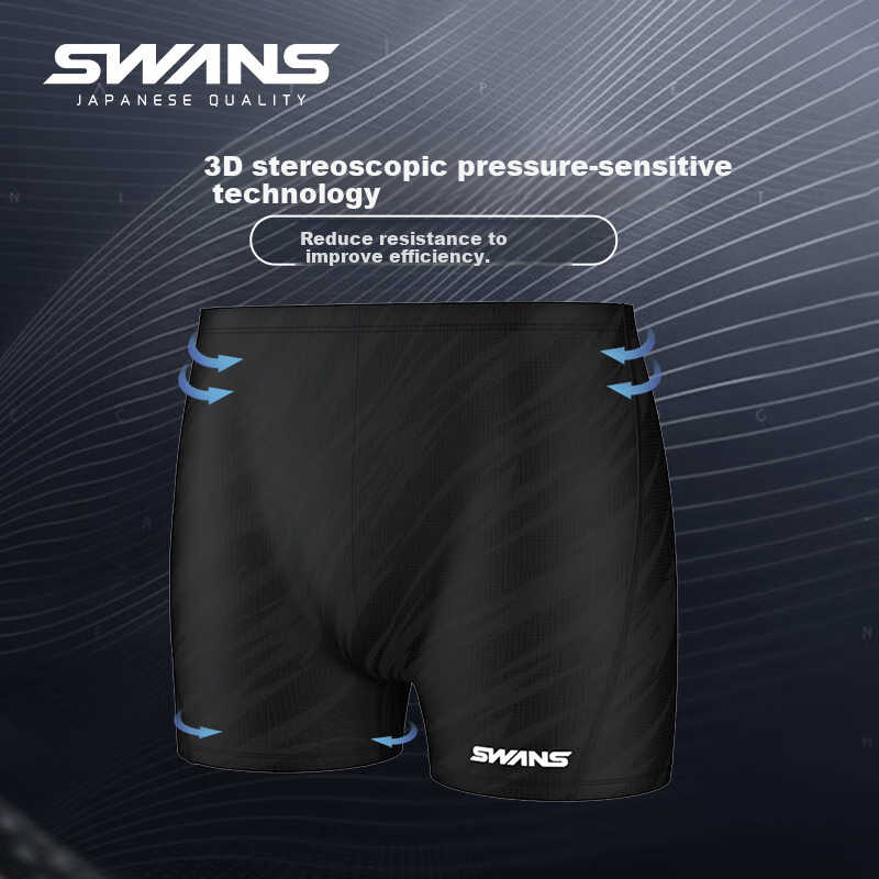 SWANS Men's Anti-Embarrassment Quick-Dry Swim Trunks - Black M