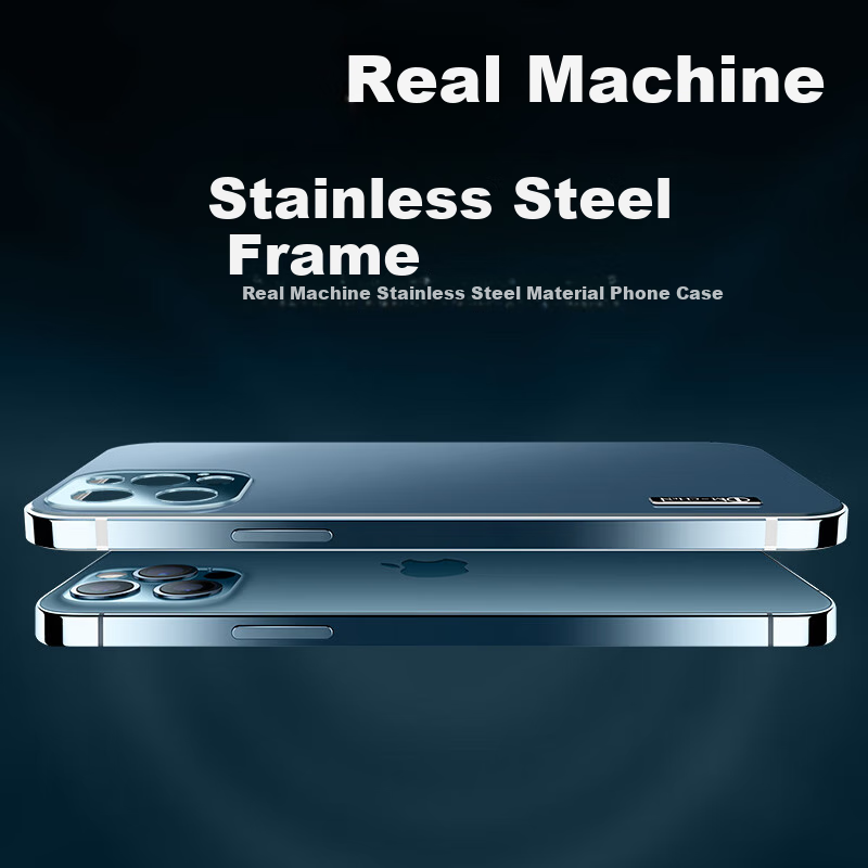 IM-CHEN Stainless Steel Shockproof iPhone 12 Pro Max Case - Black