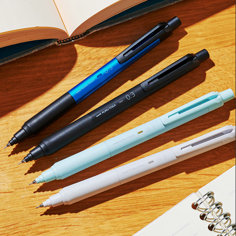 Uni Kuru Toga Automatic Pencil - 0.3mm Blue Barrel, Break-Resistant Lead