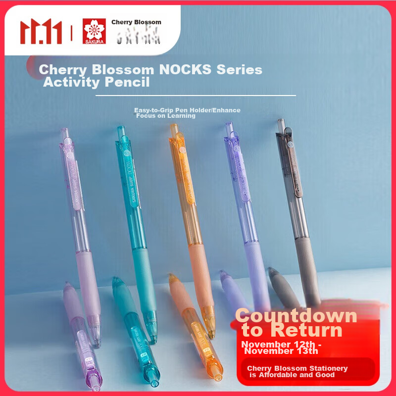 SAKURA NOCKS 0.5mm Mechanical Pencil - Triangular Grip, Orange, for Students & Artists