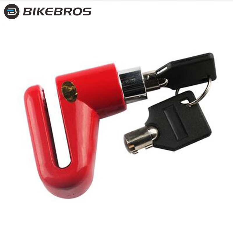 BIKEBROS Electric Bike Disc Lock - Anti-Theft Motorcycle Lock with Rack (Red)