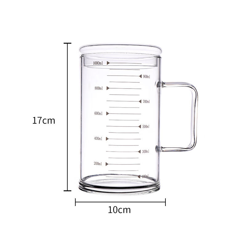 Baijie High Borosilicate Glass Measuring Cup 1000ml Heat-Resistant Tea Cup with Scale